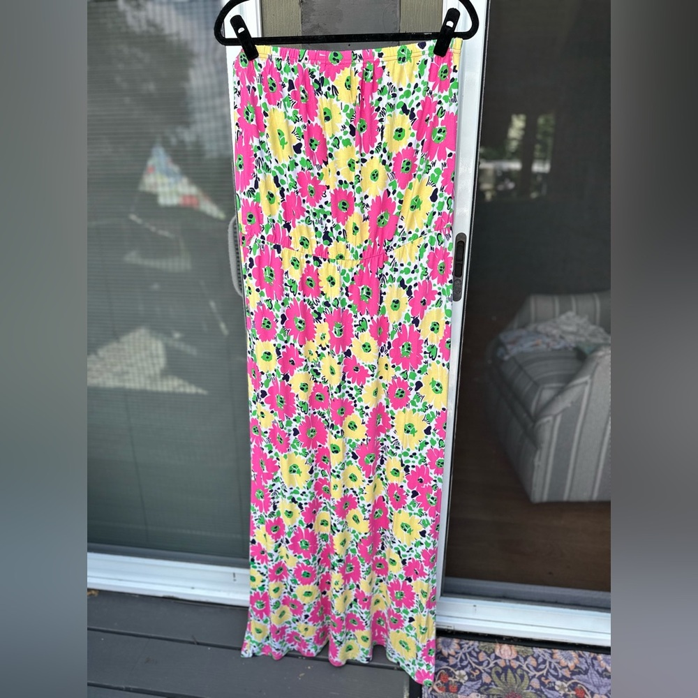 Lilly Pulitzer Strapless Floral Maxi Dress in Pink & Yellow
